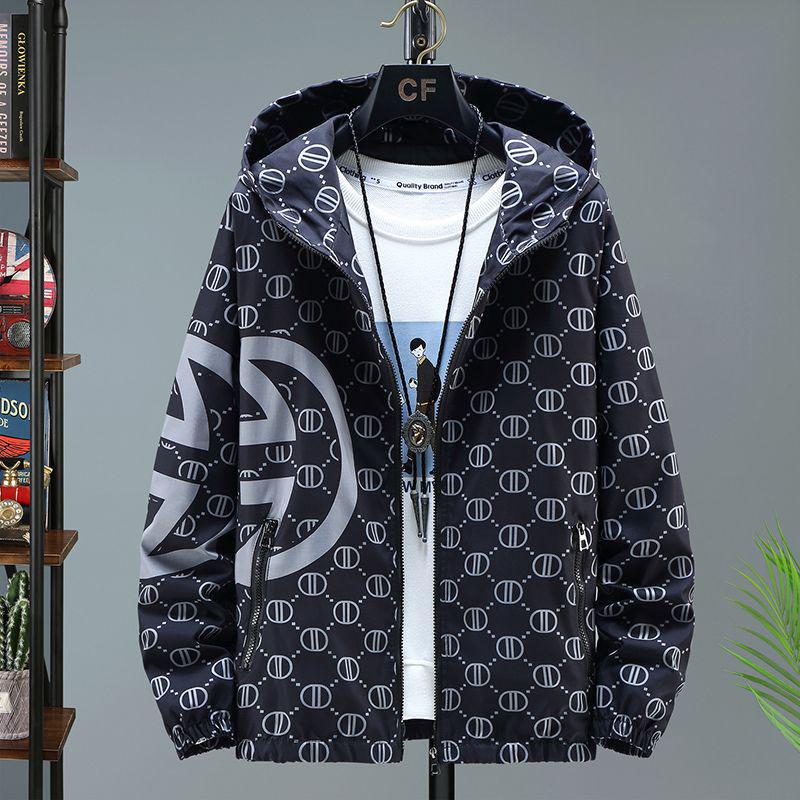 Europejska Modna Męska Kurtka Jacquard w Kratę ze Stójką - Koreański Styl Wiosenno-Jesienny Casualowy Top