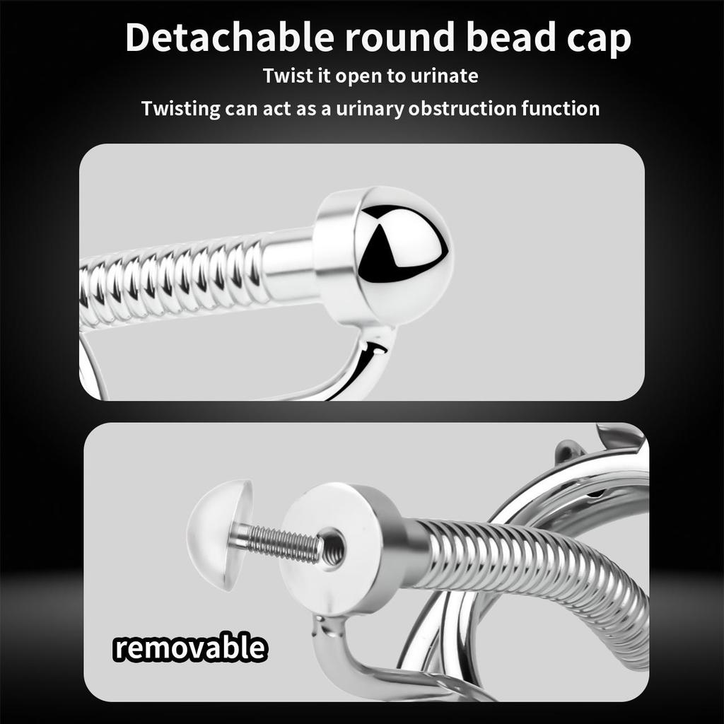 Men's Stainless Steel Chastity Lock Metal CB Penis Cage Penis Ring Catheterization Plugging Urethra Sex Toy