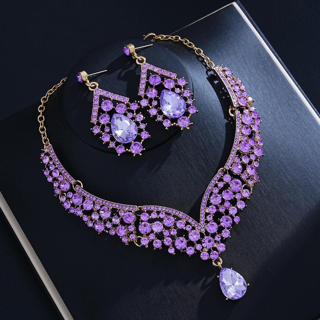 Vintage Luxury Crystal Necklace & Earrings Set for Banquet 2025