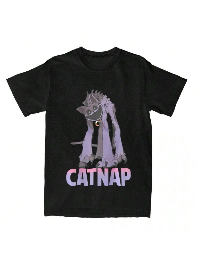 Men Women Funny Cute Vintage CATNAP Monster Graphic Shirts Merchandise Funny Pure Cotton T Shirts Tee Clothing Christmas Gift