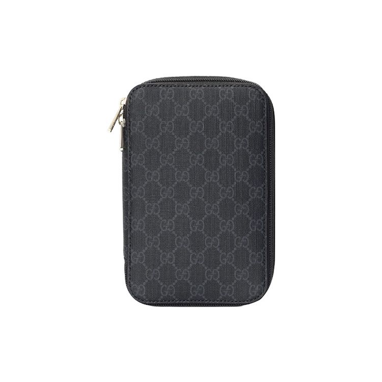 

Gucci GG Supreme Canvas Zip Around Travel Organizer Pouch With Silver Hardware For Unisex Luxury Daily Use Basic Set (Bag+Dust Bag)