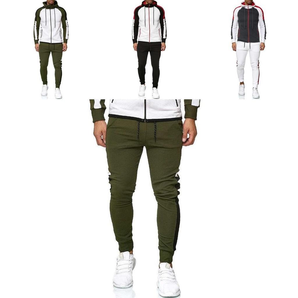 Stylish Men's Tracksuit Jogging Hoodie Coat Jacket With Zipper And Adjustable Pants Set For Activewear
