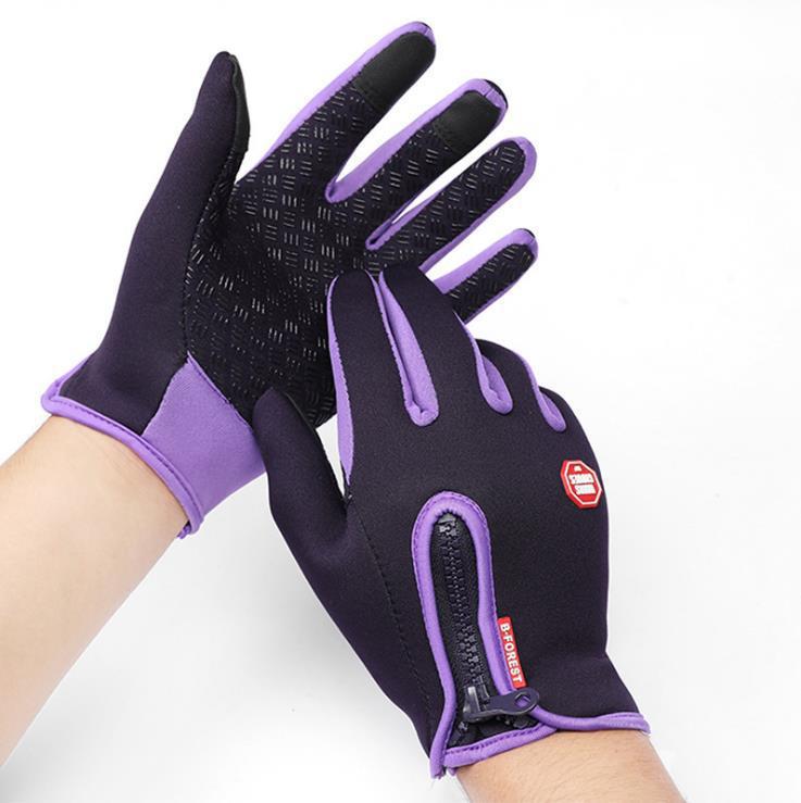 Outdoor sports gloves full-finger autumn and winter touch screen anti-slip waterproof windproof fleece warm ski mountaineering bicycle Color Zipper