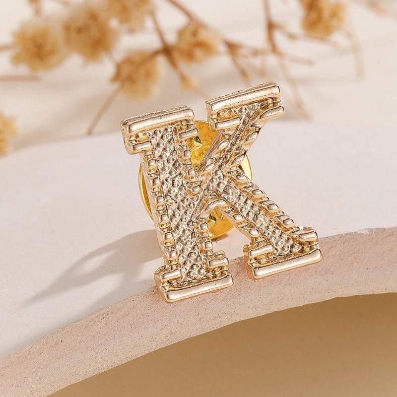 2Pcs New Metal Initial A To Z 26 Letters Pin Suit Shirt Collar Lapel Brooch Pin Badge Fashion Jewelry For Men Women Accessories