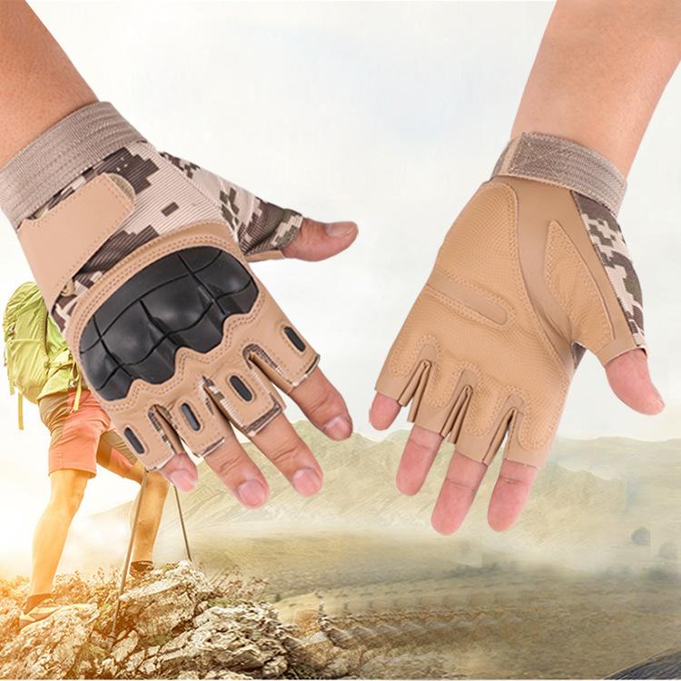 Half Finger Tactical Gloves for Men Outdoor Riding Motorcycle Hard Shell Field Fighting Military Fan Performance Training Fitness Gloves