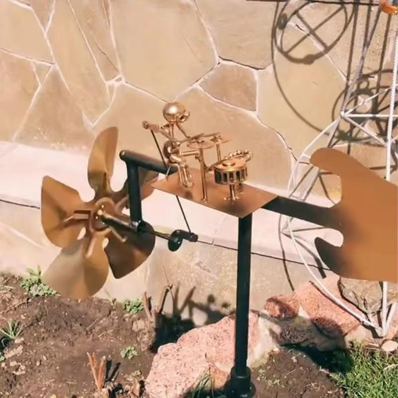 

Handmade Wrought Iron Drummer Windmill Garden Ornament 30x15x70 cm