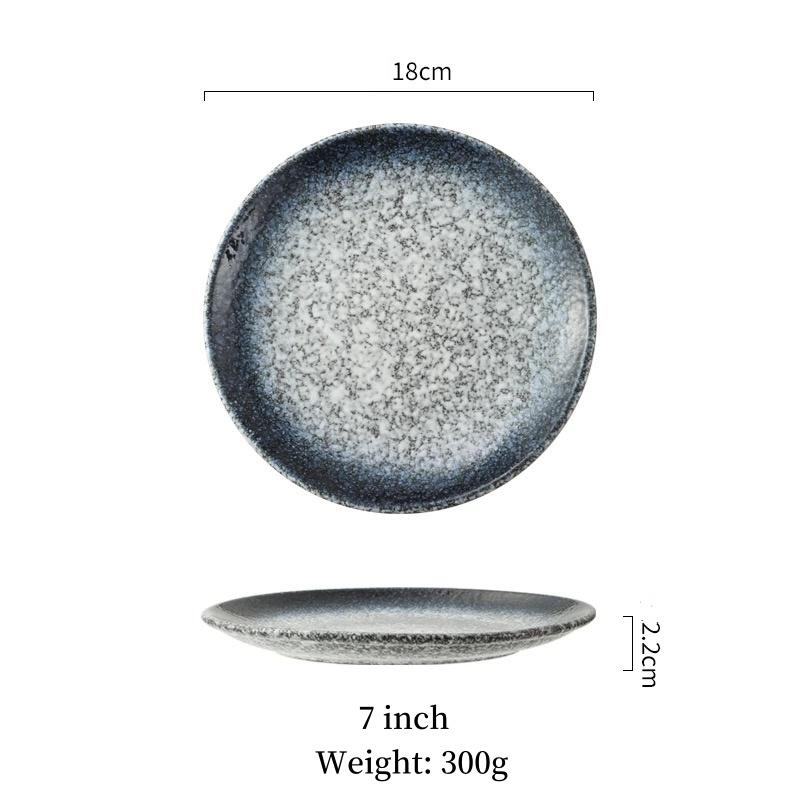 Multifunction Black Ellipse Circle Dinner Plate Under-Glazed Ceramic Dessert Tray Steak Pasta Dish Dinnerware Microwave Safe