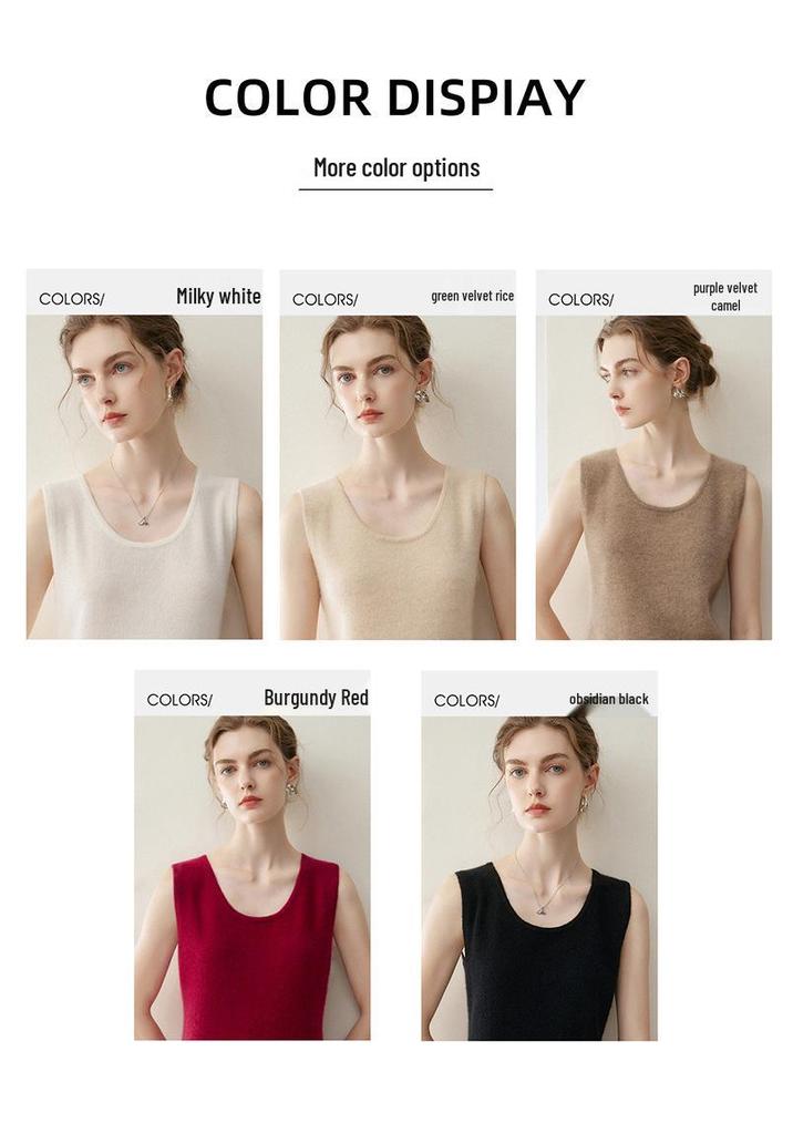 Pure Cashmere Women's U-Neck 12-Gauge Sleeveless Camisole Vest