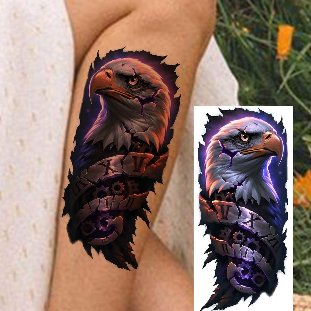 1 Foglio Tatuaggi Temporanei Creativi Cool Leone Lupo Aquila Per Uomini Donne Adulti, Tatuaggi Finti Temporanei Impermeabili a Lunga Durata