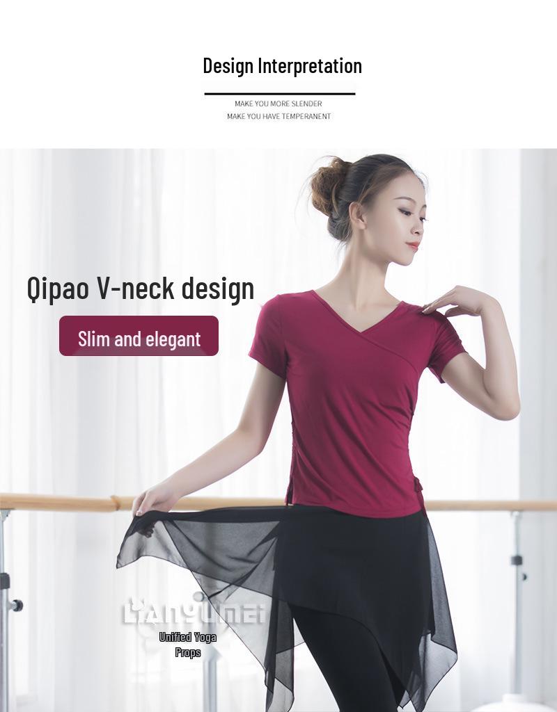 Women's V-Neck Modal Long Sleeve Dancewear Top for Latin & Ethnic Dance Practices