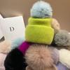 Iceland~ Flowers and Teen Stars Big Hairball Sweet and Cute Wool Hat Winter Warm Rabbit Hair Knitted Hat
