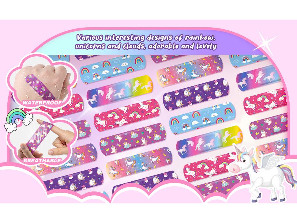 Waterproof Cartoon Band-Aids for Kids - Colorful, Breathable, Elastic Plasters