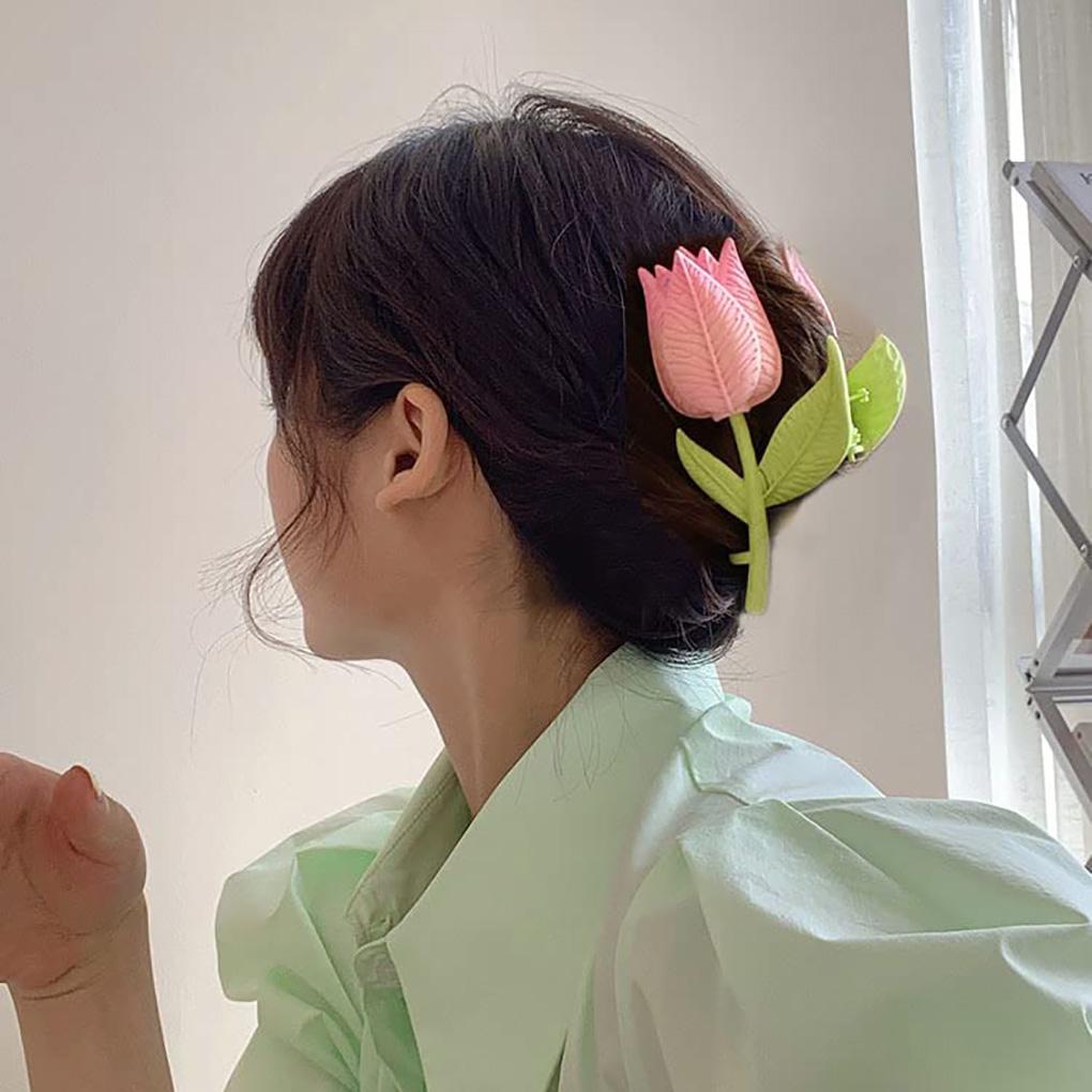 Flower Shaped Hair Claw Clip Wedding Shop Read Hairpin Cooking Non-skid Hairclip Clamp Pocket Headwear for Women