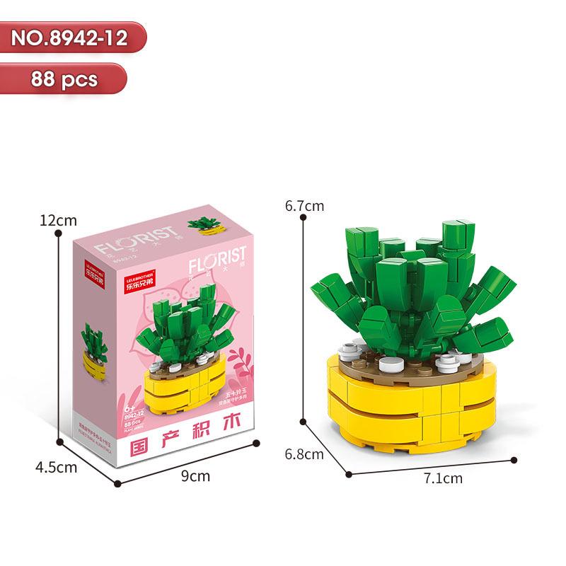 Succulent Bonsai Building Block Flowers - Compatible with Lego, Small Particle Assembly Toys for Girls