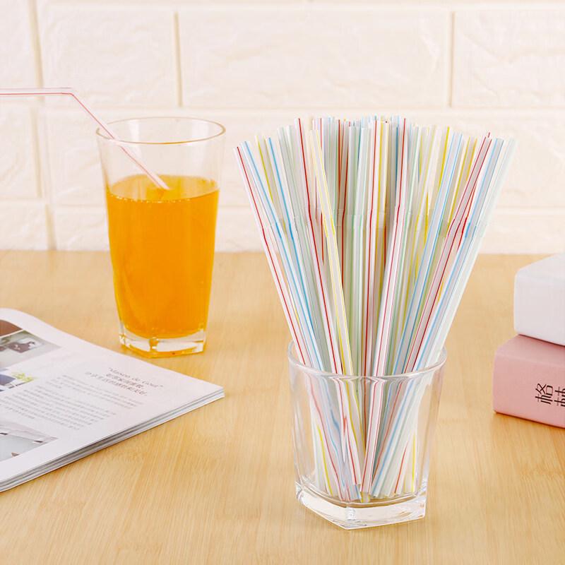 ZISIZ Colorful Bendable Disposable Plastic Straws