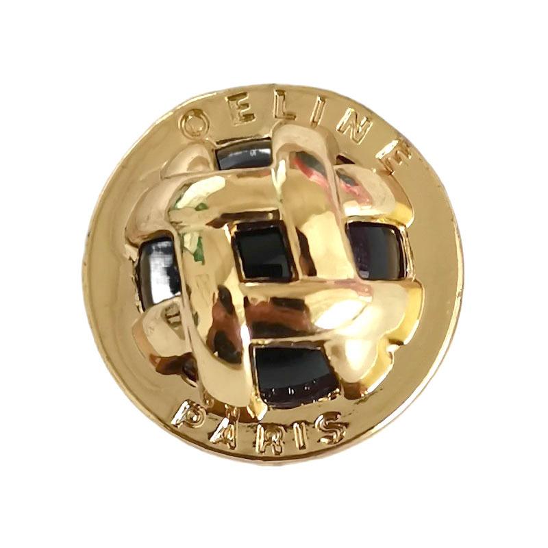 5Pcs Xiaoxiang European And American Style Grid Black Beads Gold Buttons Blazer Leather Coat Metal Decorative Buttons