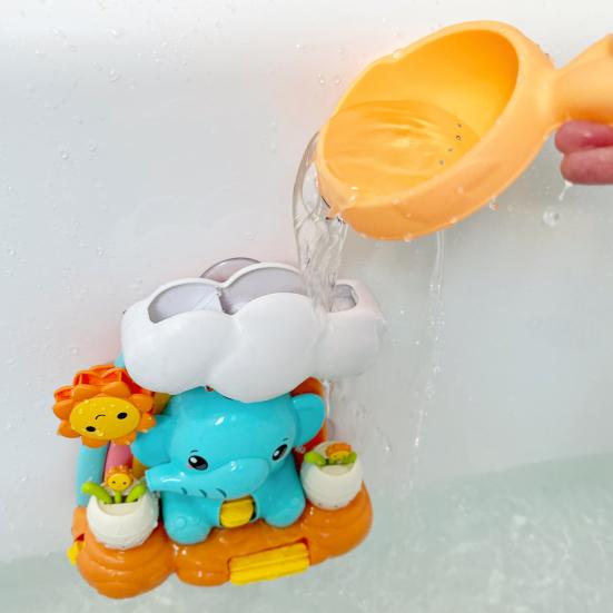 

Baby Bath Toy Elephant Waterwheel Water Play Set with Suction Cup Colorful Early