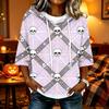 Women's Halloween Print Hooded Top, Loose Fit Casual 3/4 Sleeve Pullover Shirt