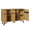 3-Door Sideboard in Wood Look with Metal Legs - Modern Design, Lots of Storage, Easy to Clean - Suitable for Living Room, Dining Room, Hallway
