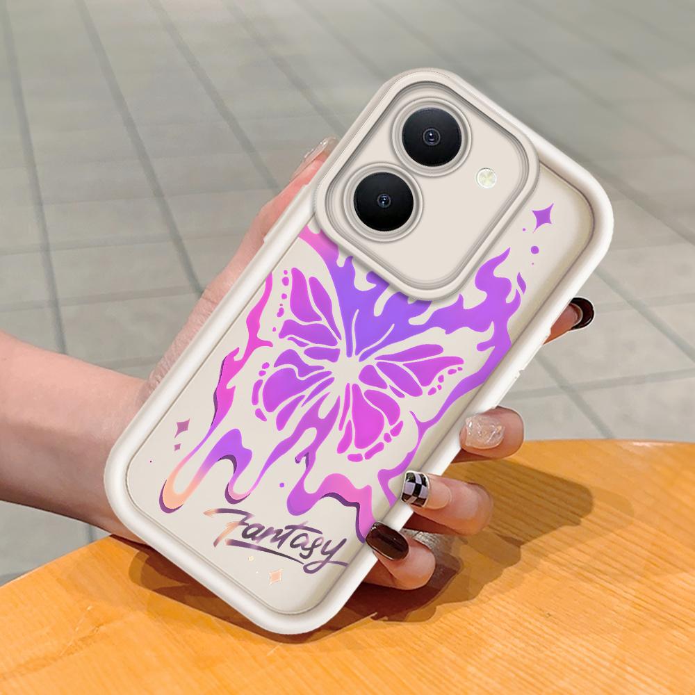 

Мягкий силиконовый квадратный чехол с рисунком лестницы для телефона, полное покрытие, противоударный защитный резиновый чехол для камеры для Vivo Vivo Y53S 4G белый