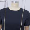 ZANZEA Women Summer Round Neck Casual Short Sleeve A-line Dress