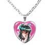Solivan Brugmansia Sol 'The Kid At the Back' Anime Glass Cabochon Heart Shaped Pendant Necklace Charm Jewelry Gift