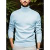 Men's Solid Color Turtleneck Knit Top Casual Warm Winter Base Layer