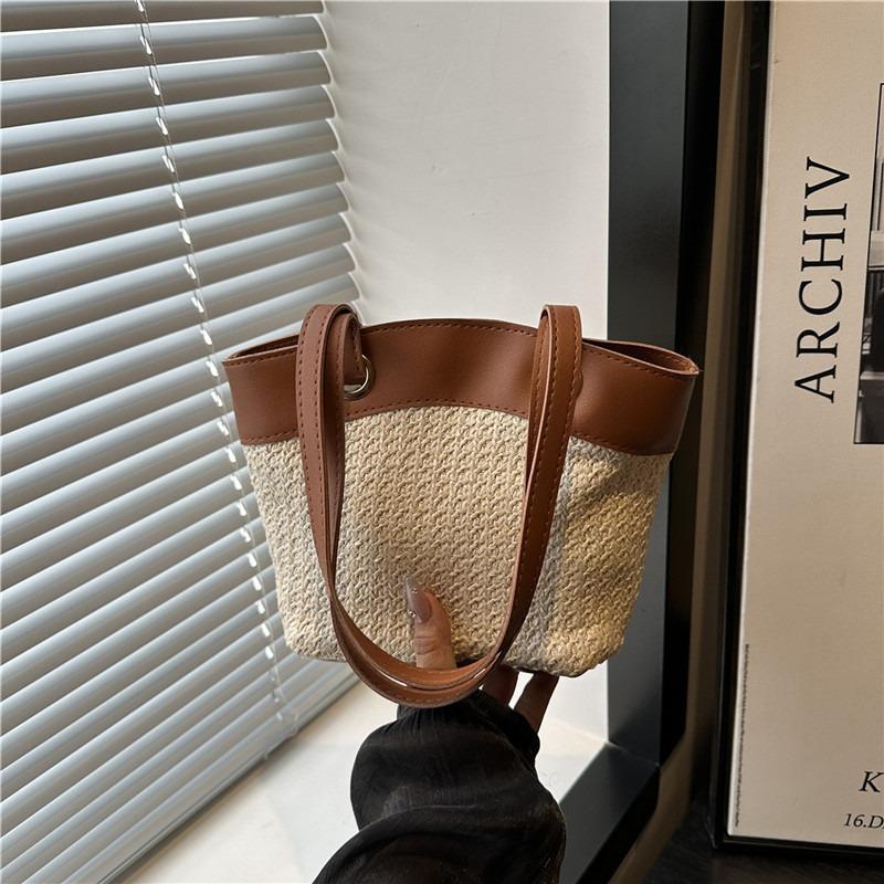 Large capacity casual woven bag women's summer straw bag seaside vacation beach bag versatile commuter shoulder bag