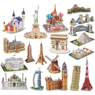 40 Styl Światowej Sławy Architektura Budynek Model Puzzle 3D Konstrukcja Puzzle 3D Zabawki Dla Dzieci Prezent Świąteczny
