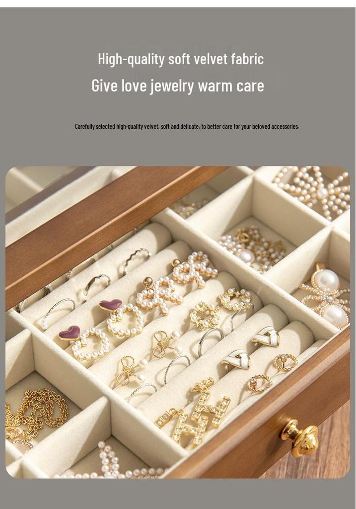 Solid Wood Multi-layer Large Capacity Jewelry Box - Wooden Wedding Gift and Ring Storage