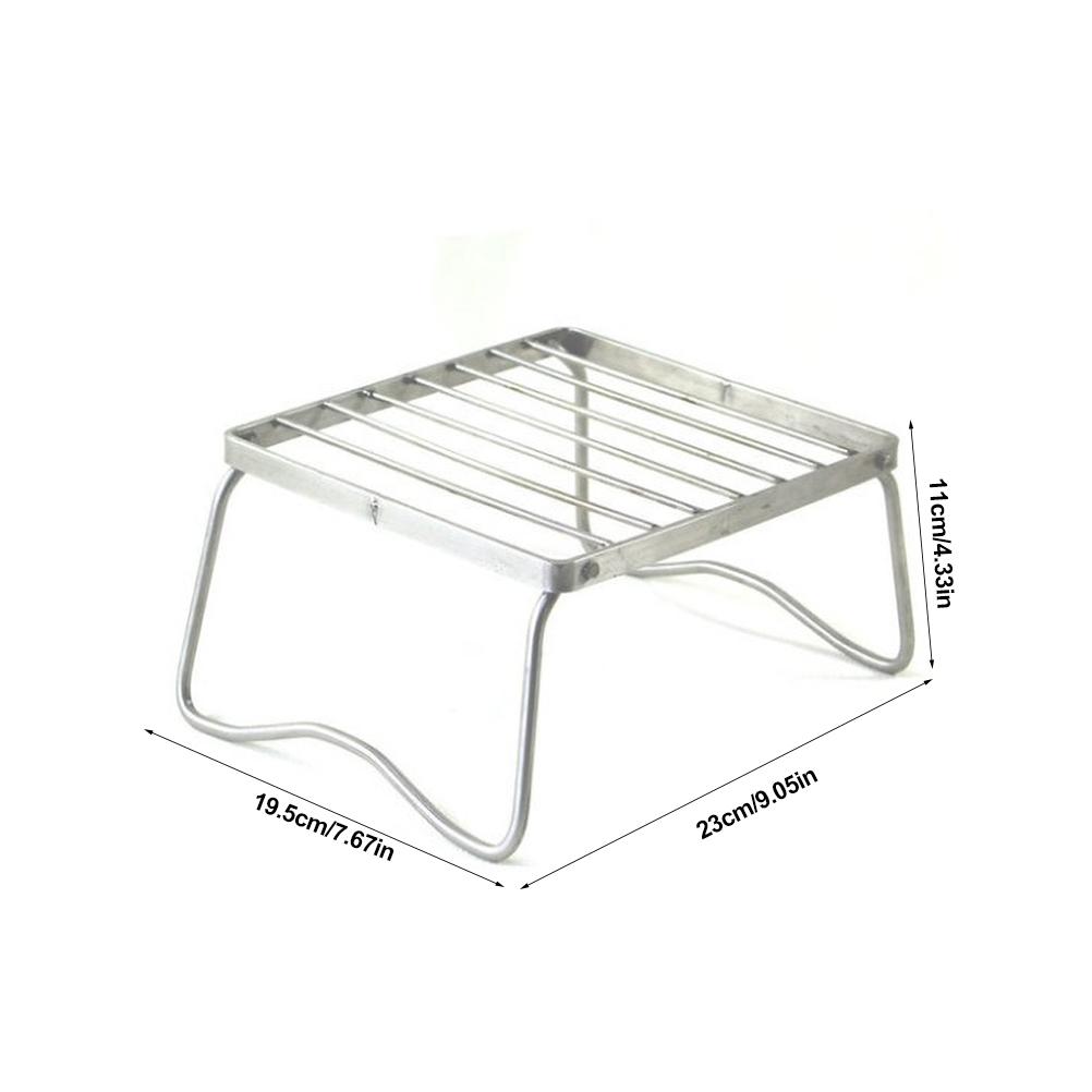 Portable Mini BBQ Grill Stainless Steel 304 Folding Camping Stove Stand Silver 23x19.5x11cm