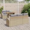 Garden Sofa Set with Storage 6 Pcs Beige Poly Rattan