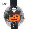 Adjustable Resilient Steel Plate Bracelets Stuffed Halloween Slap for Kids, Plush Pumpkin Ghost Skull Cute Wrist Assorted Pattern Bands Band