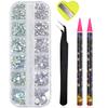 Xiaomi Boxed 3D Flat Back Nail Rhinestones Nail Gems Glass AB & Clear Crystal Rhinestones Kit Nail Art Charms DIY Manicure Accessories