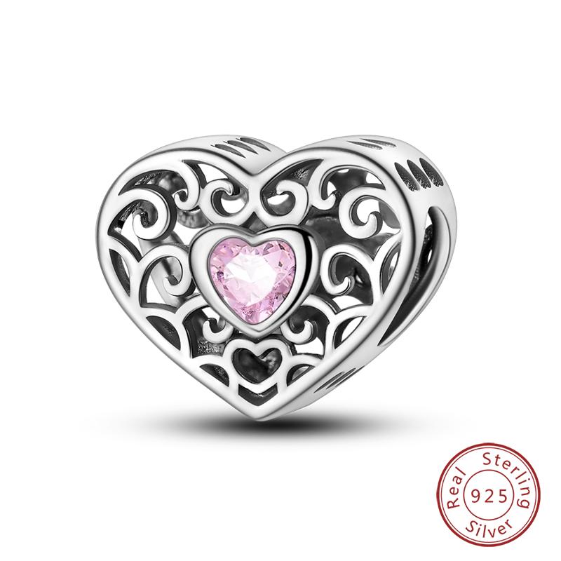 Mother'S Day Copper Pink Heart Shape Embrace Mom Charms Pendants Fit Qikaola Original Bracelet Diy Jewelry Gift