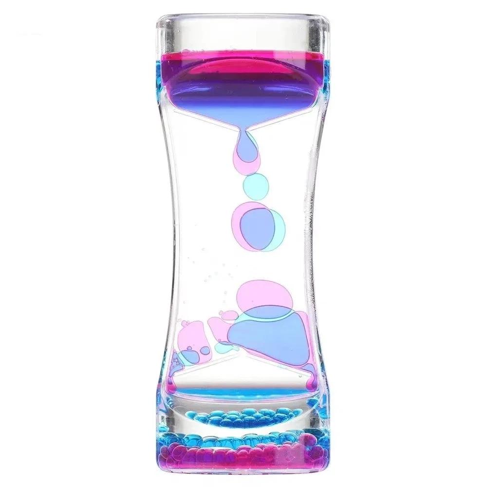 Double Colors Oil Hourglass Timer Creative Acrylic Floating Motion Bubble Timer Descending Sensory Bubble Movement Sensory Toys