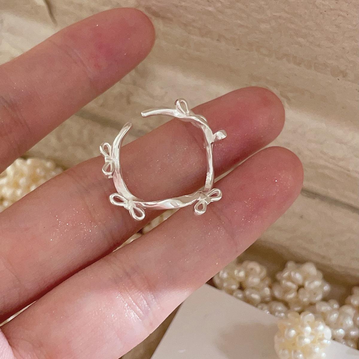 

Милое и универсальное кружевное кольцо-бантик в стиле принцессы, женское, легкое, роскошное, высокочувствительное, из стерлингового серебра, кольцо на указательный палец, индивидуальность, мода Opening adjustable