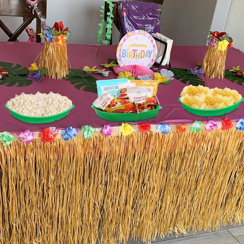 6Pcs Green Palm Leaf Plate Snack Food Candy Tray Hawaiian Tropical Summer Party Decoration Jungle Birthday Party Wedding Supply