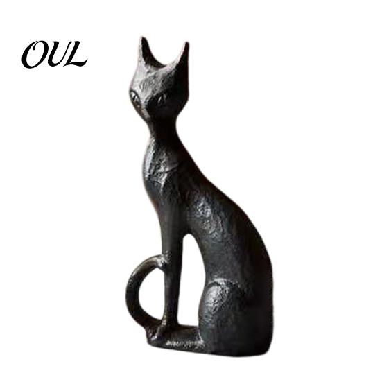 Collectibles for Gothic Lovers Abstract Witch Figurine, Resin Black Cat Statue, Halloween Scene Setup Props Ornament, Tabletop Decor Home Mantel