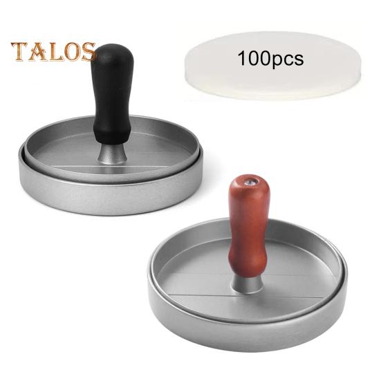 Hamburgarepress 4,5" Non-Stick Patty Maker med 100 Vaxpapper Kraftig Köttbullspress för BBQ Veggie Burgers