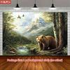 2D Flat Design, 1-piece Grizzly Mountain Tapestry, Suitable for Parties and Living Room Decoration.