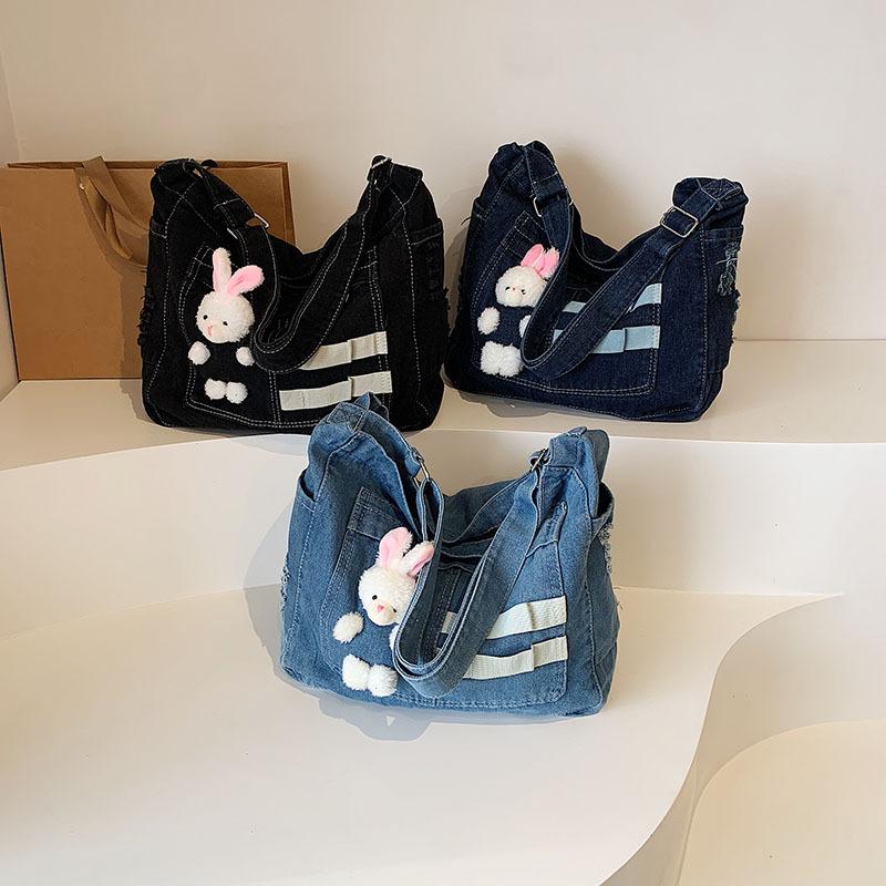 Wenyi Fan Large Capacity Shoulder Women's Bag Middle School Students Class Denim Crossbody Bag Work Handbag Women