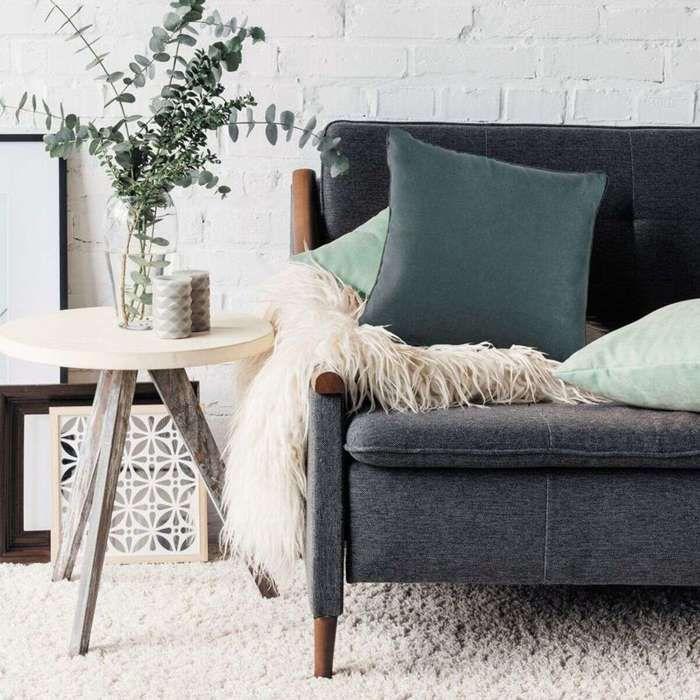 Coussin en suédine gris carbone 40x40