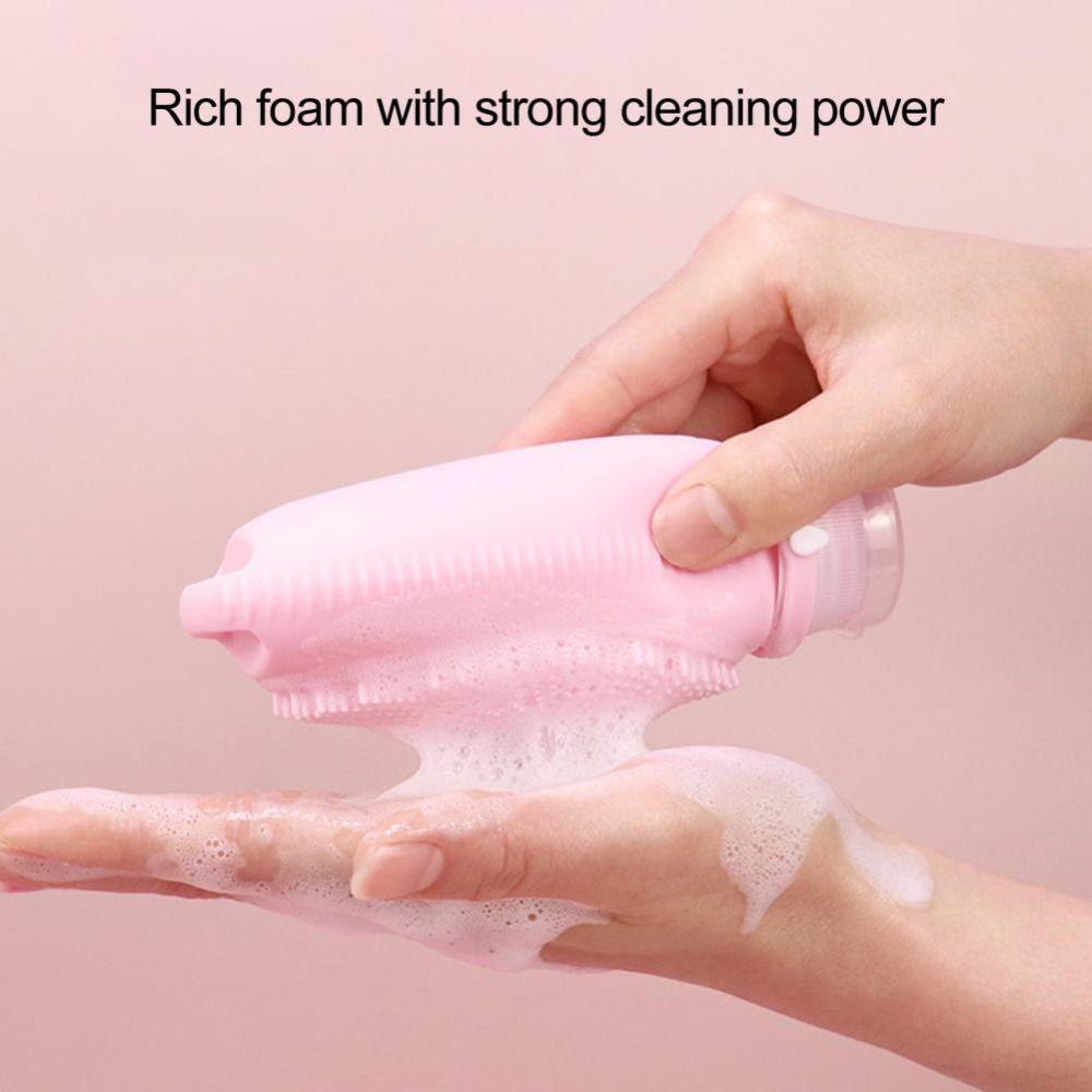 2 in 1 Shower Brush Bottle 100ml Toiletry Containers Portable Travel Refillable Bottles