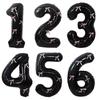 32-calowe Balony z Czarnego Łuku z Folii Aluminiowej, Balony z Numerami, Kokardy z Wstążki, Balony na Urodziny, Materiały Dekoracyjne, Balony z Numerami Rocznicowymi