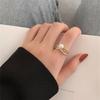 Trendy Women's Pearl Index Finger Ring - Fashionable, Electroplated 18K Gold, Multi-Layer Design