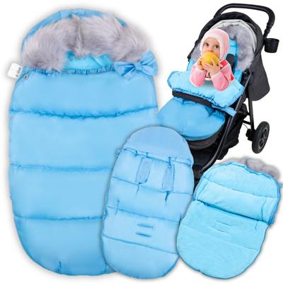 Schlafsack für Kinderwagen-Tragewanne für Schlitten Winter Herbst warm weich blau