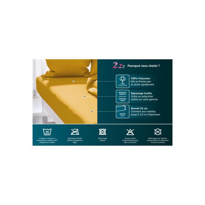 Drap housse uni 160x200 cm ZZZ blanc