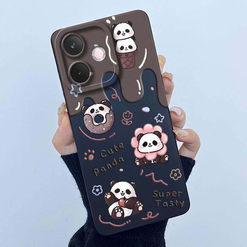 For Oppo A5 Pro 5G Phone Case Cute Panda Back Cover For Oppo A 5 Pro 2025 Full Protection Soft Liquid Silicone Anti Drop Housing