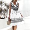 Plus Size V Neck Sleeveless Idyllic Bamboo Forest Scenery Print For Rural Leisure Holiday